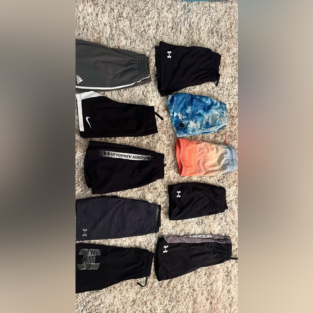 Nike, Adidas, UAKids Gray and Black Shorts YOUTH MEDIUMS